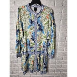 Alex Marie dress Women's size 18 Tropical Oasis Belted Wren Bird print NWT $169